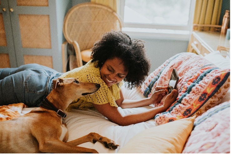 woman with her dog
