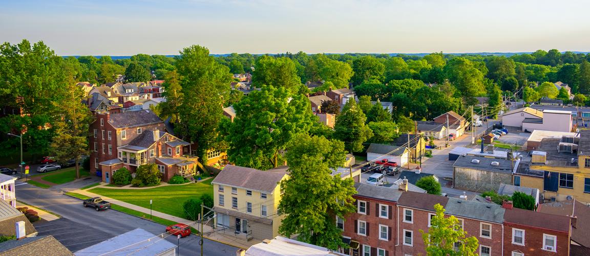 Aerial view of a neighborhood in Pennsylvania