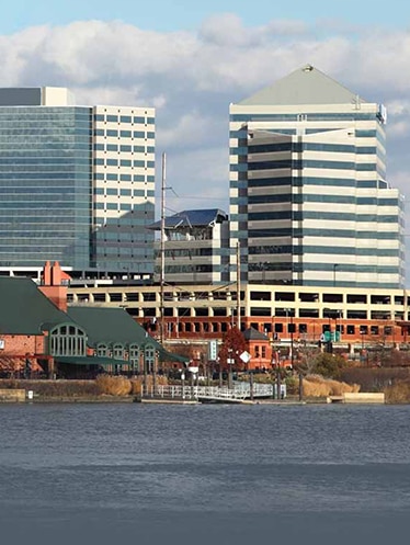 Wilmington Delaware skyline on a sunny day