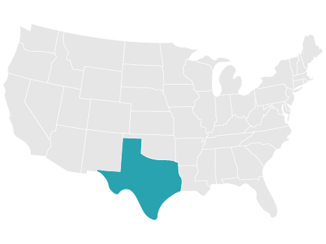 U.S. Map with Texas state highlighted