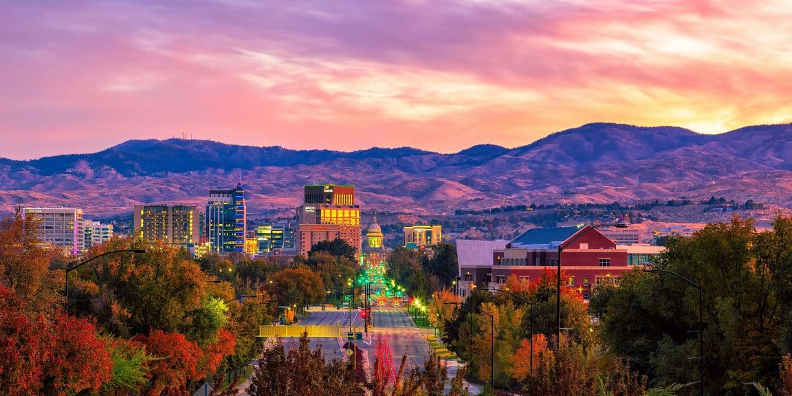 View of downtown boise idaho at sunset