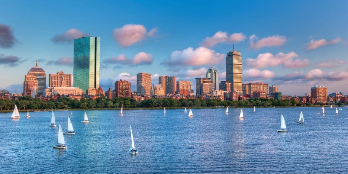 View of downtown Boston from the harbor