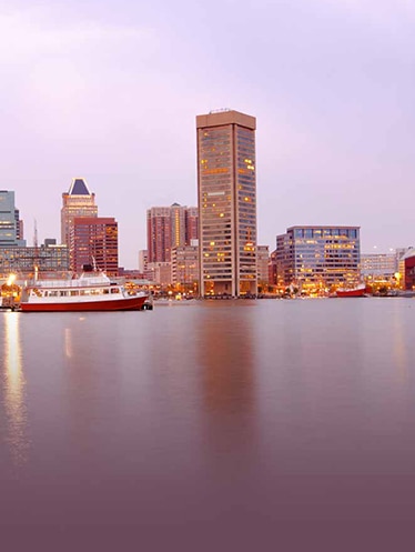 Baltimore skyline overlooking the Patapsco River