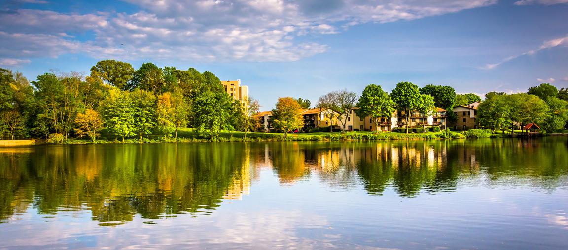 View of houses on the water in Maryland