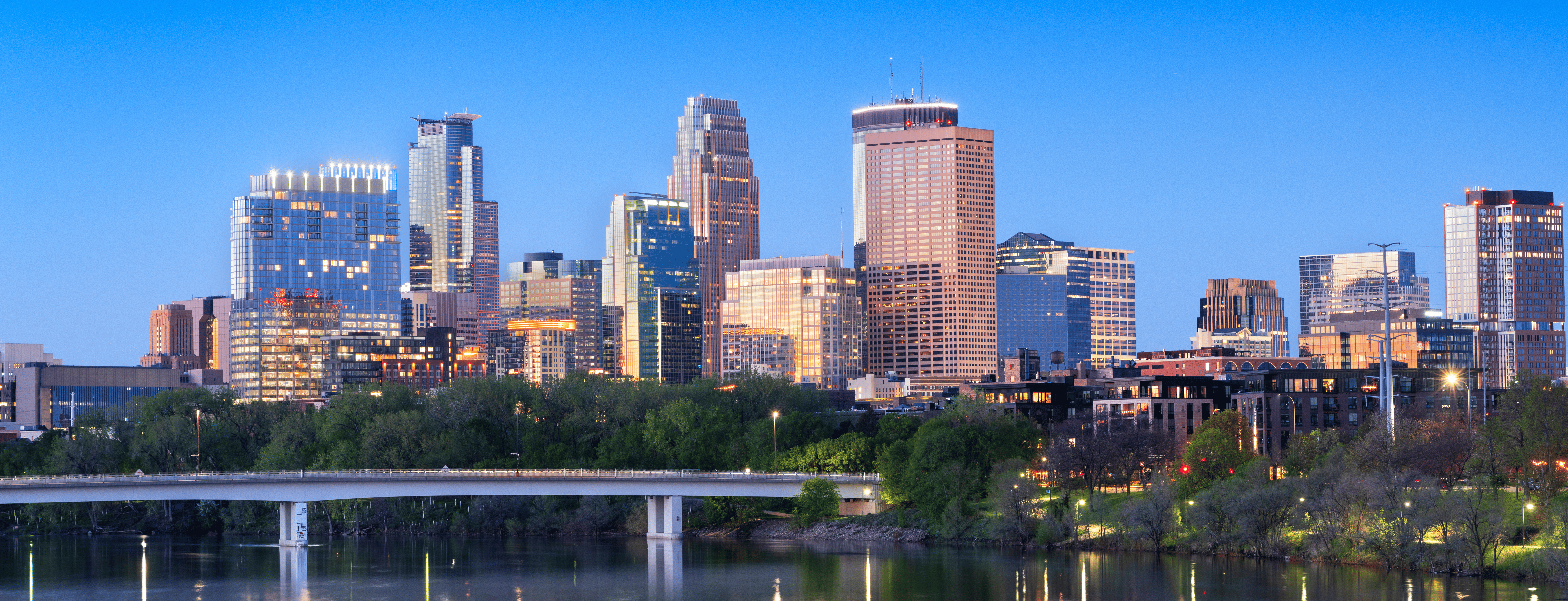 Minneapolis skyline overlooking Mississippi River