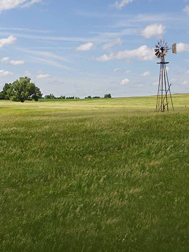 Windmill in a prairie in rural Nebraska