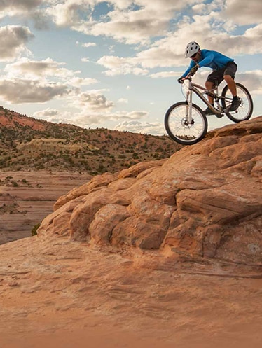 Mountain biker riding through New Mexico desert