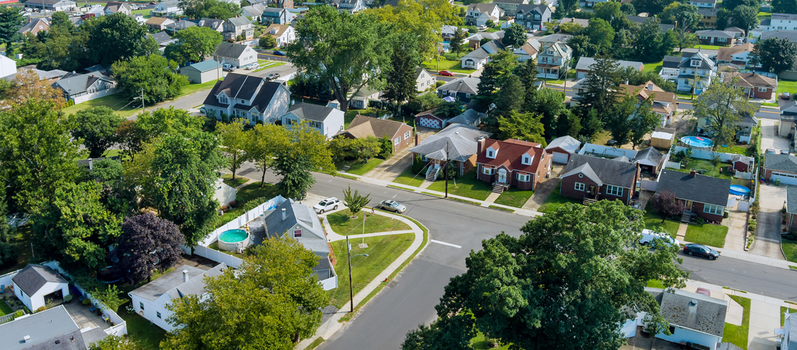 High view of a suburban New Jersey neighborhood