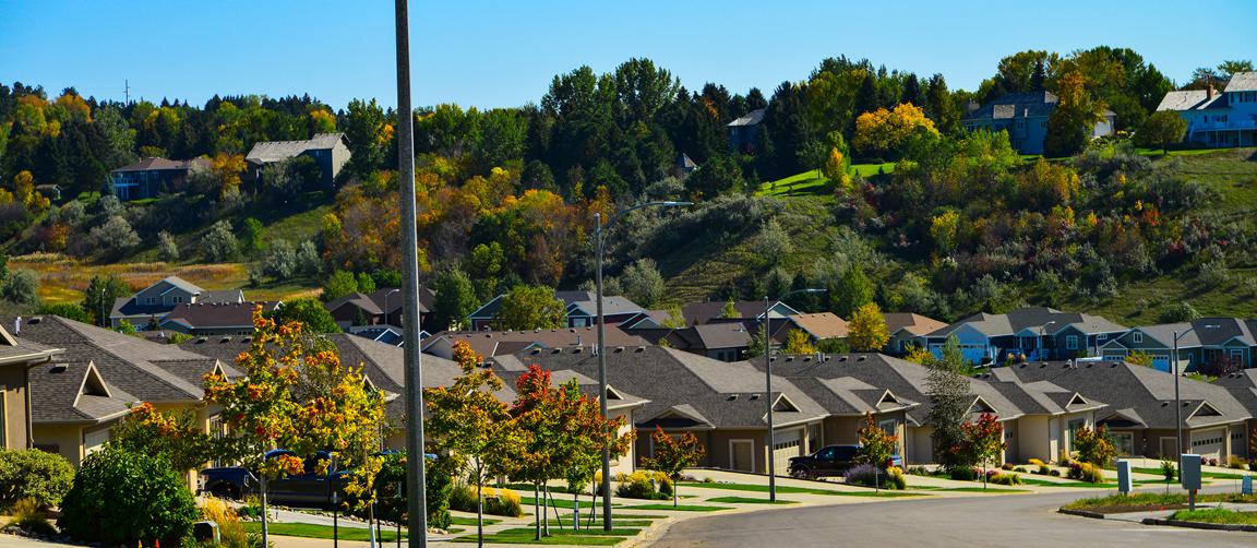 Aerial view of a neighborhood in North Dakota