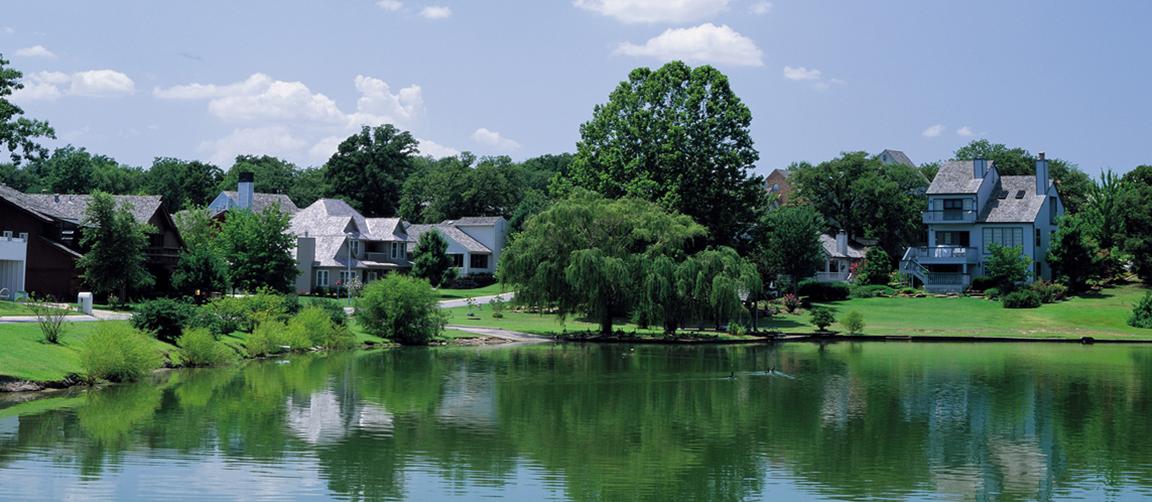 View of homes on the river in Oklahoma