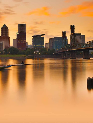 Portland skyline overlooking the Willamette River