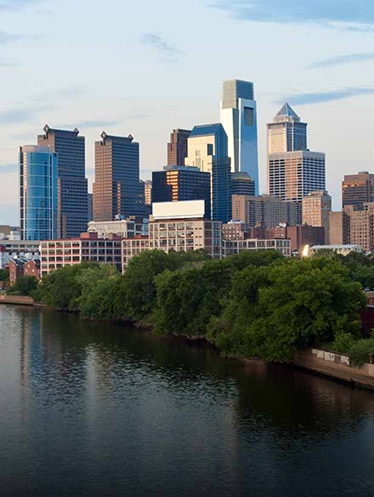 Philadelphia skyline overlooking Schuylkill River