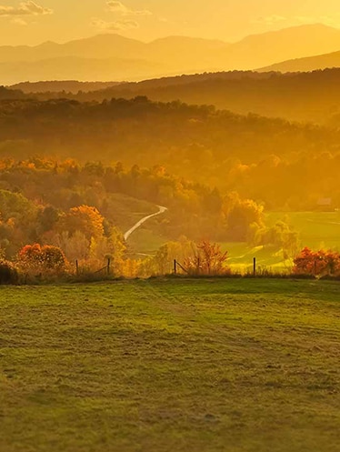 Valley in Vermont at sunrise