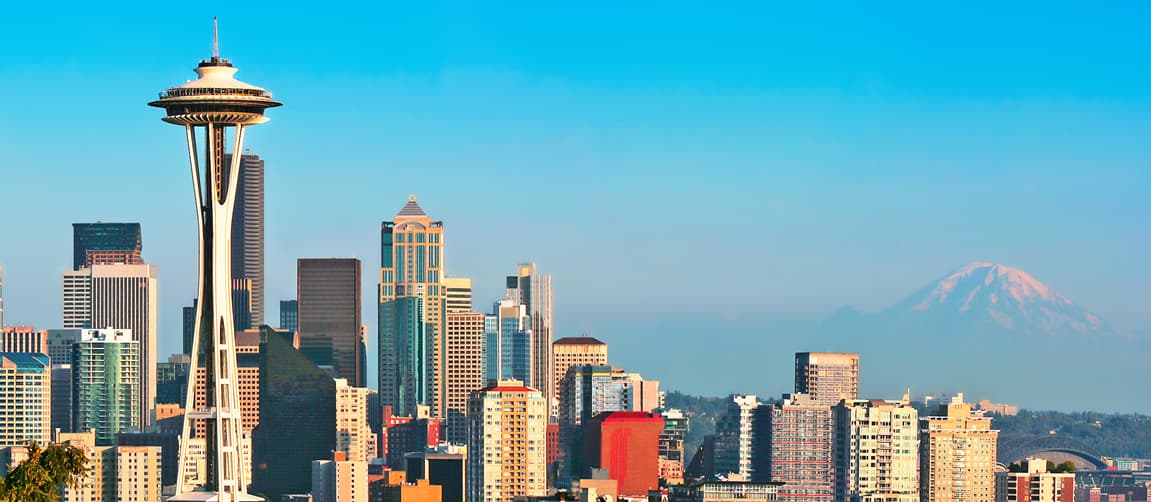 View of Seattle skyline with Space Needle