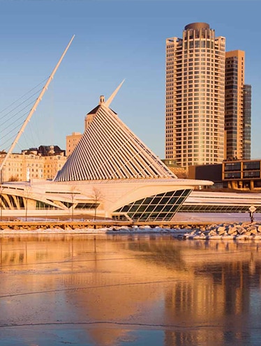 Milwaukee Wisconsin cityscape on a sunny day