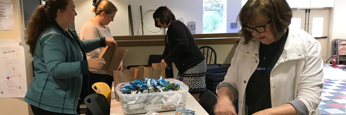 packing snacks for local kids