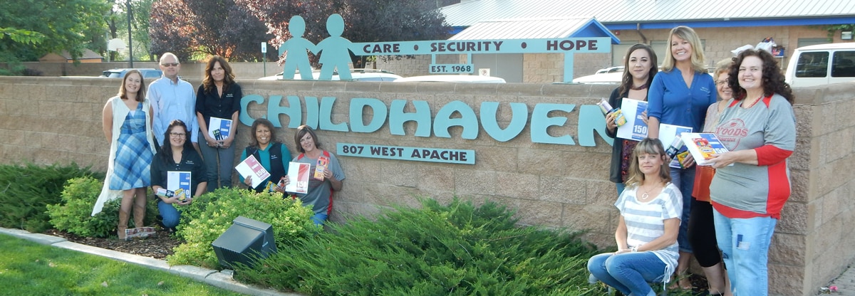 agents with donated school supplies