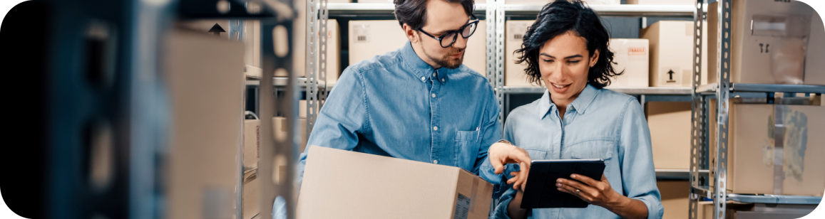 Two business associates collaborating on a project